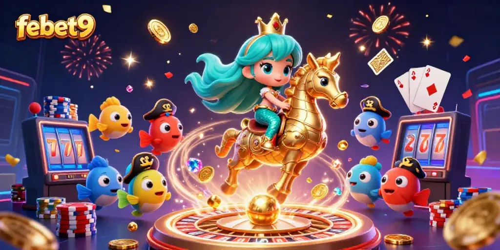 Experience the excitement of febet9 with a captivating 3D mermaid scene full of casino magic and vibrant graphics.