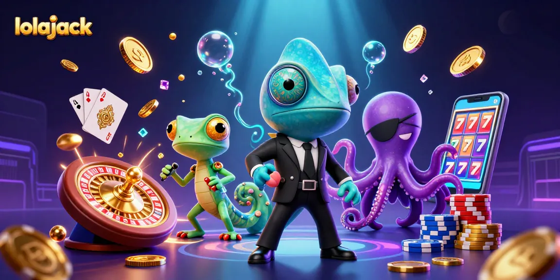 Win big at lolajack casino with a thrilling 3D illustration showcasing games like roulette and slots.