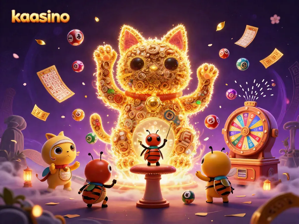 Experience the magical world of kaasino with golden fireflies and dynamic casino elements.
