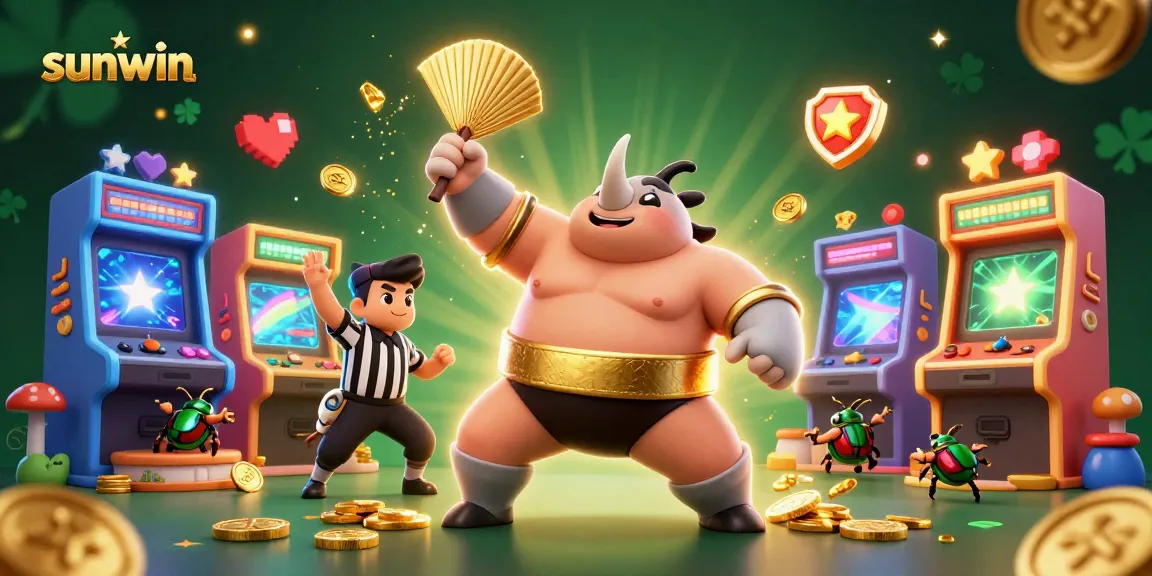 Experience sunwin's thrilling gaming with a dynamic beetle champion and golden coins flying in the air.